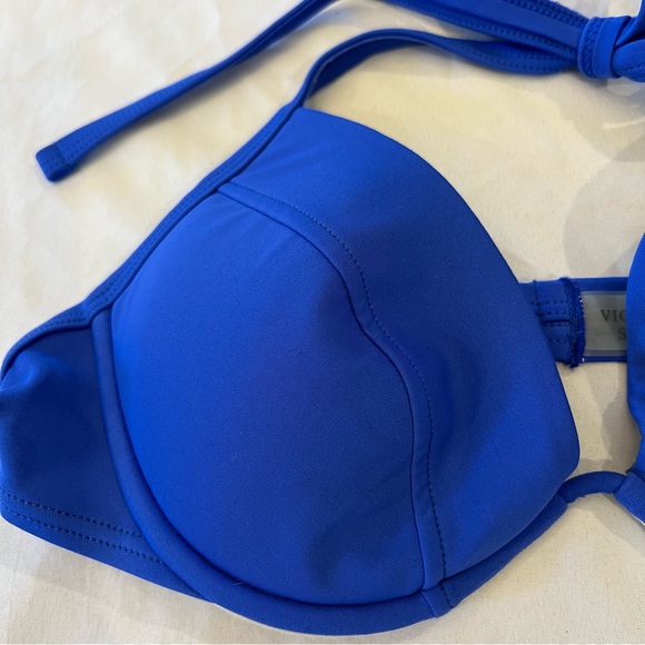 Victoria’s Secret Halter Bikini Swimsuit Top Push Up Removable Padding Size 34B - Picture 3 of 14